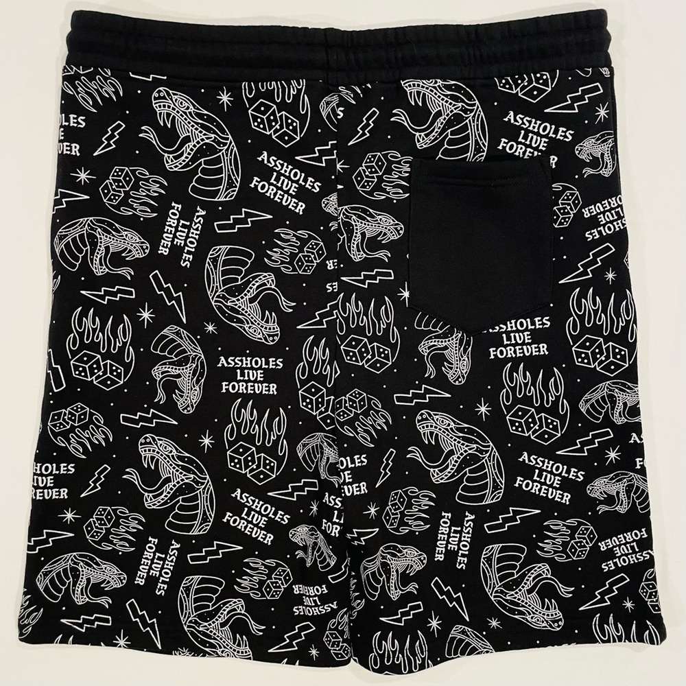 New Assholes Live Forever Snake Eyes Shorts Mens XXXL 3XL ALF Dice Summer Black - Picture 3 of 4